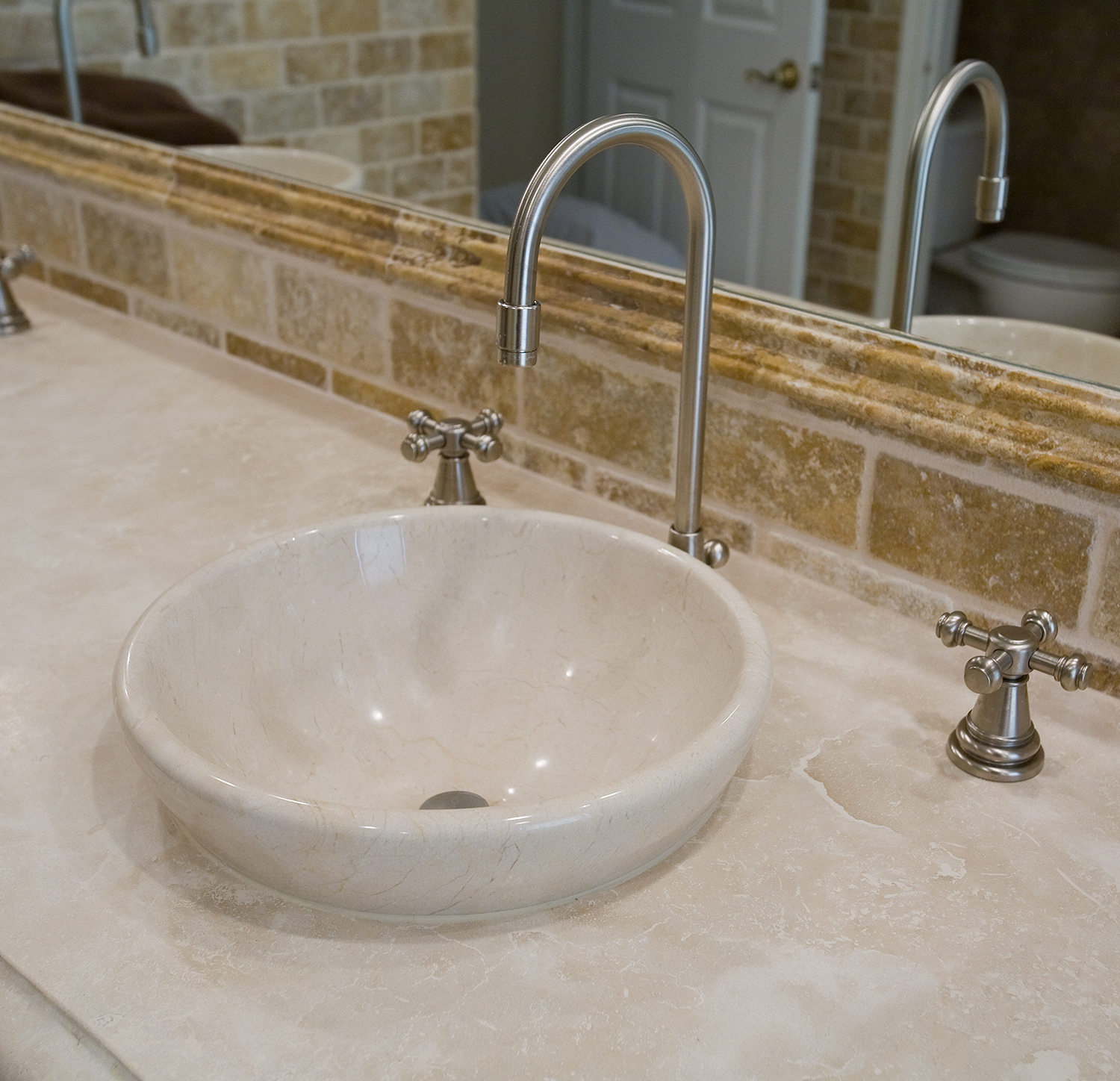 Crema Marfil Marble Vessel Sink