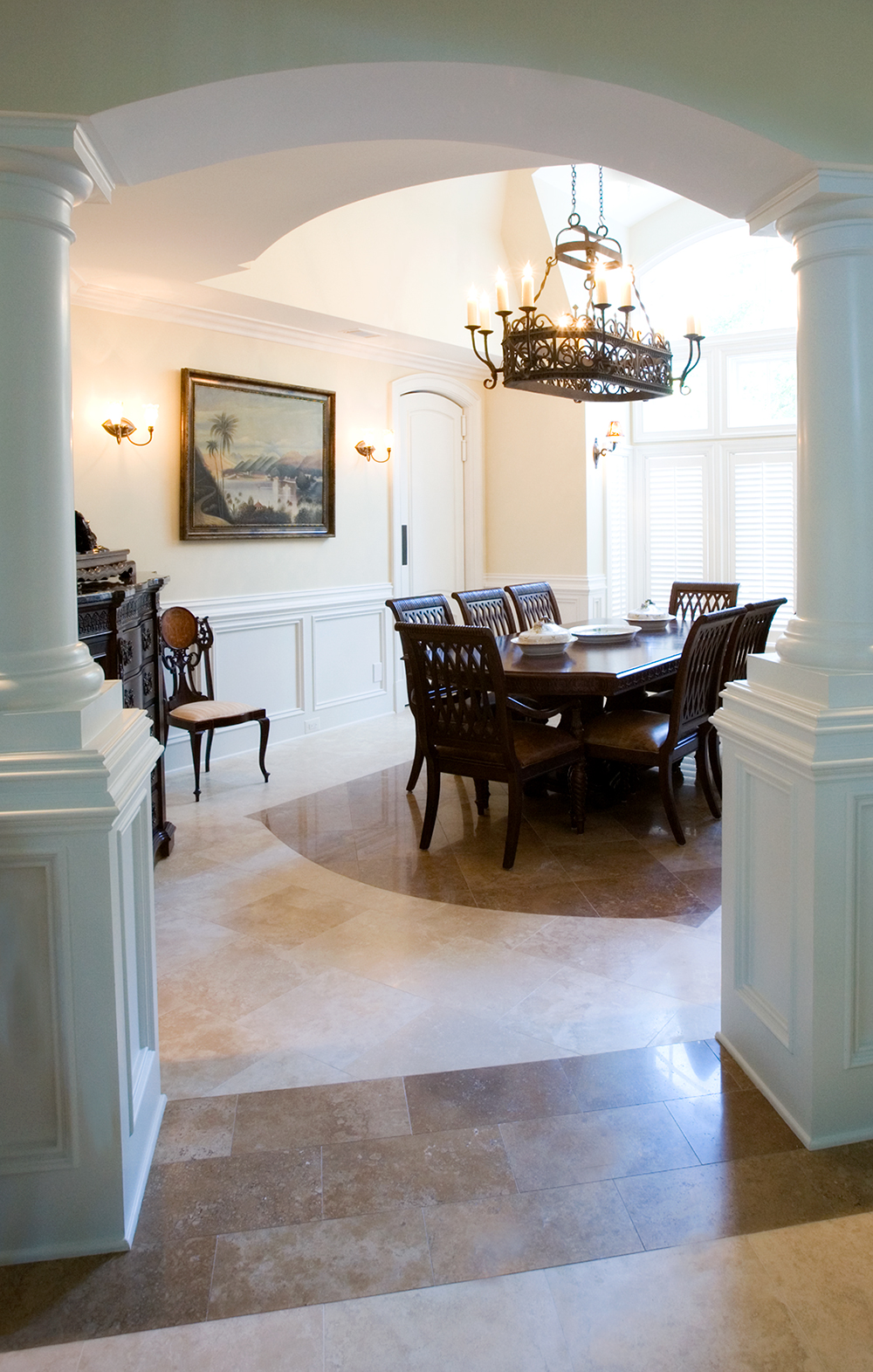 Limestone Tile Dining Floor