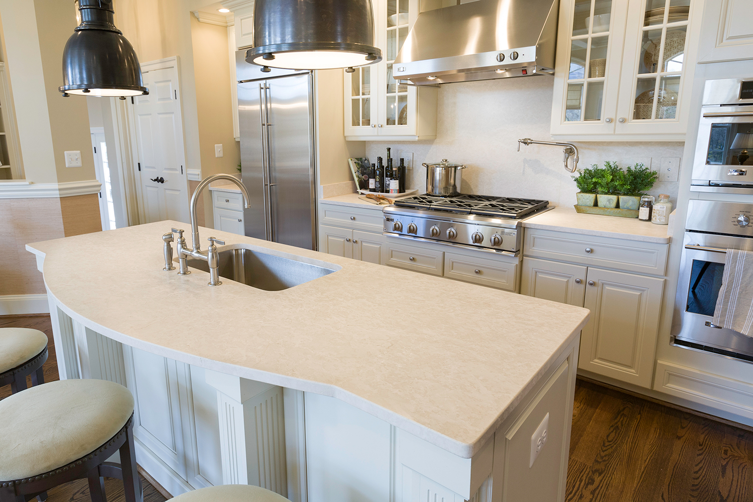 Botticino Honed Marble Kitchen