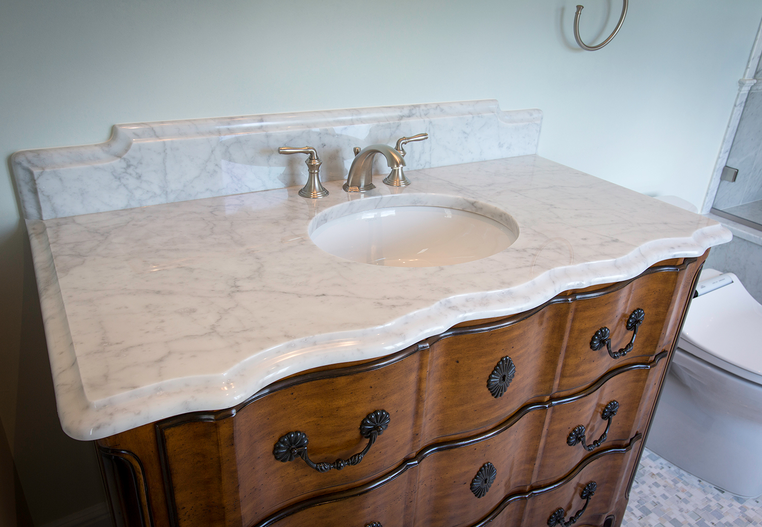 White Carrara Marble Ogee Edge Vanity