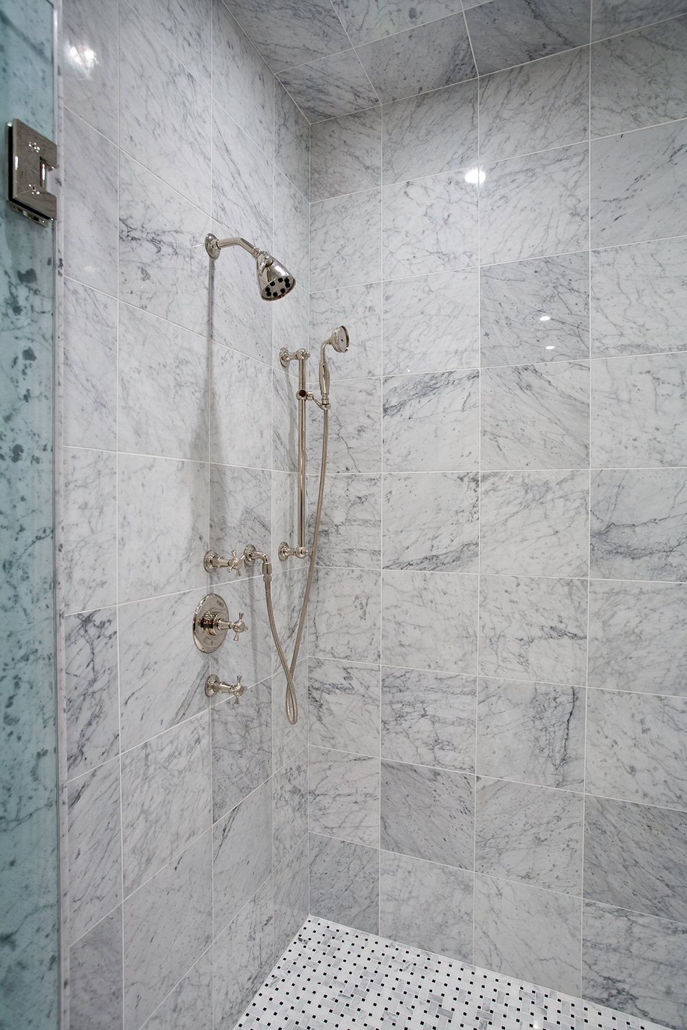 White Carrara Marble Shower